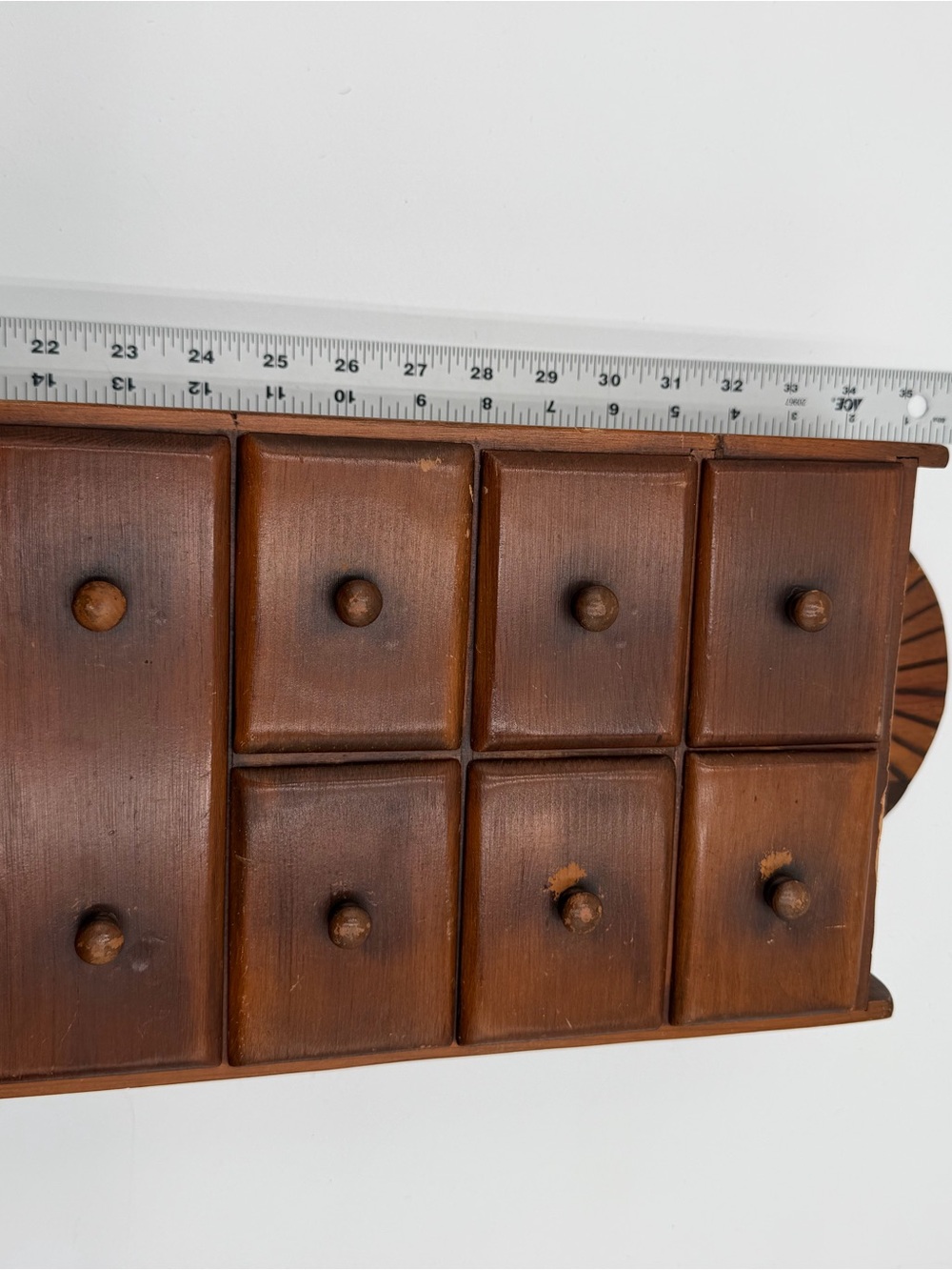 Vintage Wooden Apothecary Spice Cabinet 8 Drawer Farmhouse Wall Shelf - Picture 8 of 10